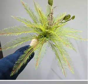 Artificial fern plant green leaf stem realistic fake foliage for home indoor decoration