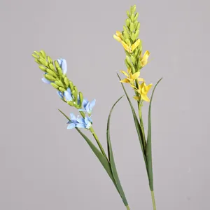 Fiore artificiale stelo decorazione casa composizione floreale piante finte blu giallo