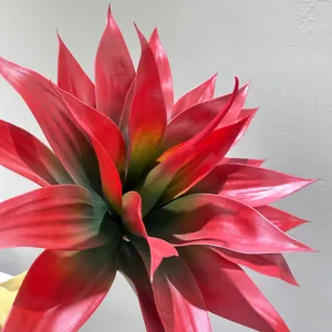 Artificial red green agave plant detail closeup succulent leaf decoration interior