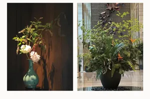 Composizione floreale artificiale per decorazione casa fiori finti botanici con vaso set
