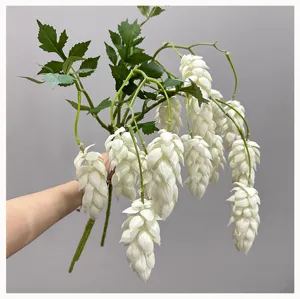 Artificial white hop flower branches for home decoration wedding floral arrangement crafts.