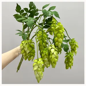 Artificial Hop Flower Branch Soft Rubber Fake Plant Vines For Wedding Home Window Decoration Floral Arrangement