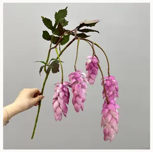 Artificial pink hops flower detail branch for window display and floral scenes
