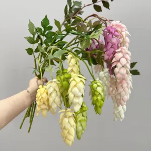 Artificial Hops Flowers Soft Plastic Fake Plant Hanging Floral Decor for Wedding Window
