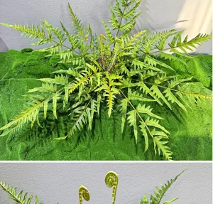 Artificial fern plant fake green foliage for indoor outdoor landscape home decor detail