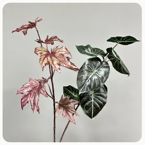 Artificial green plant branch indoor home decor fake leaf flower arrangement realistic