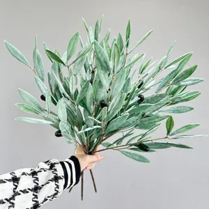 Kunstmatige Olijftakken Plastic En PVC Nep Groen Stengels Met Fruit Voor Thuis Bruidsschat Hotel Bloemstuk Decor