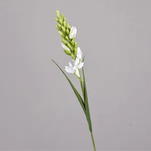 Dettaglio dello stelo di tuberosa artificiale, decorazione floreale realistica per composizioni.