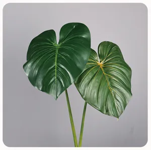 Kunstmatig philodendron blad detail, realistische donkere monstera textuur voor decor.