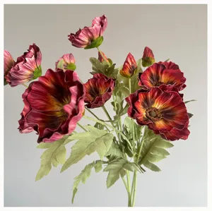 Fleur de coquelicot artificielle gros plan, matériau EVA haut de gamme pour déco florale.