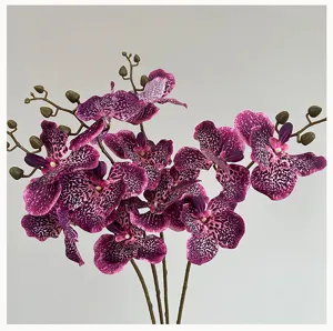 Fleur d'orchidée violette artificielle fausse tige de phalaenopsis pour déco maison floral