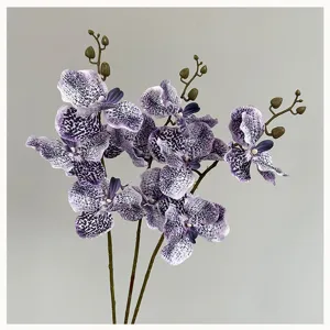 Magnifiques tiges d'orchidées artificielles tachetées violettes pour décoration intérieure.