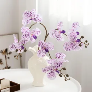 Tige de Fleur d'Orchidée Phalaenopsis Artificielle Fausse Fleur en Soie pour Décoration de Maison de Mariage Arrangement Floral