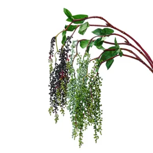 Pianta artificiale pendente con bacche finte frutta decorazione per la casa verde e viola.