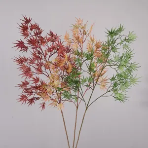 Faux érable plume branche unique plante feuille d'érable rouge décorative pour maison