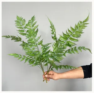 Artificial fern branch green plant for home decor micro landscape arrangement 1pcs