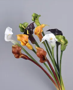 Artificial polyurethane calla lily flower bouquet, vibrant colors for home decor and props.
