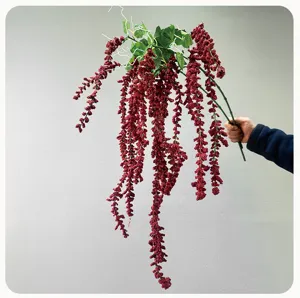 Planta falsa de rama de bayas rojas colgantes decoración floral artificial detalle