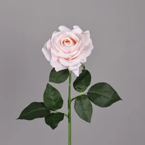 Fiore di rosa artificiale gambo singolo seta rosa decorazione matrimonio dettaglio