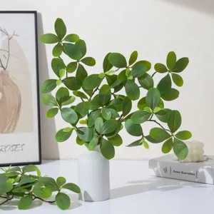 Artificial green plant potted decoration faux leaves branch for home room decor table