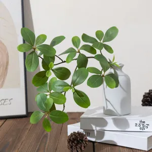 Artificial green plant branch simulation foliage potted decor home living room table decoration
