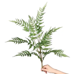 Artificial fern leaf for home decor, realistic green plant branch for micro landscape.