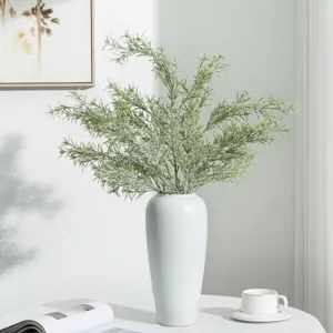 Artificial Green Plant Flocked Rosemary Asparagus Fake Foliage Stem For Wedding Home Decor Floral Arrangement