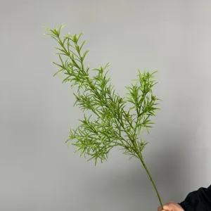 Artificial green rosemary plant stem fake floral branch for home wedding decoration styling.
