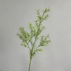 Artificial Eucalyptus Rosemary Green Plant Branch Flocked Fake Flowers Wedding Decor