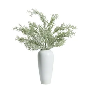 Artificial rosemary plant in white vase faux green foliage for home office decor