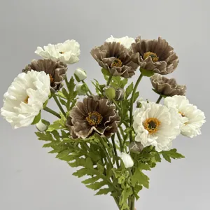 Kunstmatige klaprozen realistisch PU neppe bloemen boeket voor huisdecoratie tafel