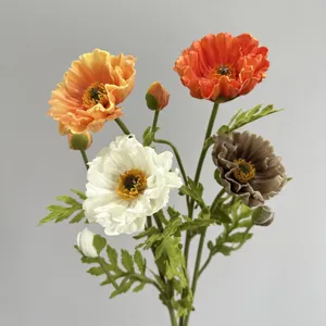 Kunstmatige klaproos bloemen realistisch PU zijde bloemstuk voor huisdecoratie vaas display nep