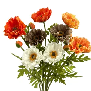 Kunstmatige klaproos bloemboeket realistisch PU zijde bloemstuk huisdecoratienep bloemen