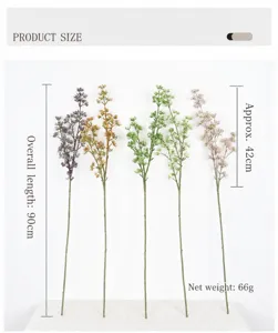 Artificial berry flower branch size detail, 90cm tall decorative floral stem for home decor.