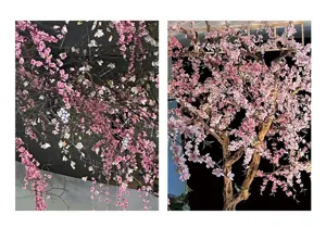 Artificial peach blossom branch faux flower home decor pink floral arrangement photo prop