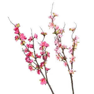 Artificial peach blossom branches pink silk flowers for home decor and floral arrangement