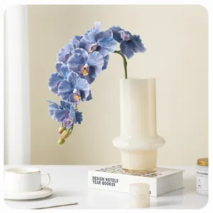 Stunning artificial blue orchid detail, Korean ins style floral home decor prop for photography.