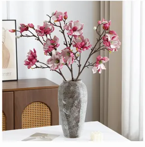 Artificial magnolia flower branches PU fake floral decor for home wedding photography props.