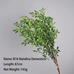 Finto ramo di nandina fogliame verde pianta artificiale decorazione casa 67cm