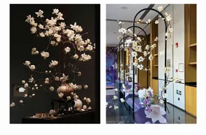 Artificial magnolia branches fake flowers Chinese floral arrangement wedding decor props