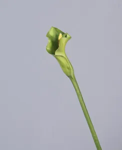 Artificial calla lily flower detail, close-up of green PU floral stem for home decor.