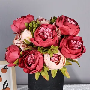 Bouquet de fleurs de pivoine artificielle en soie pour décoration de maison mariage