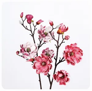 Artificial magnolia branch fake flower PU floral art Chinese arrangement props wedding decor