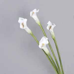 Artificial white calla lily flowers PU long stem fake floral decor main image 4pcs
