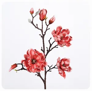 Artificial magnolia flower branch faux floral decor for home decoration and photography props detail