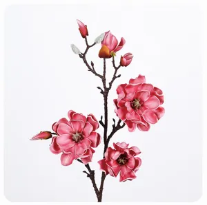 Artificial magnolia flower branch PU floral decor for Chinese arrangement photography props.