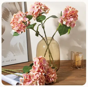 Artificial hydrangea flower large stem fake floral arrangement for home wedding decor