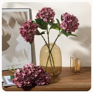 Artificial hydrangea flowers silk big branch fake floral arrangement home wedding decor