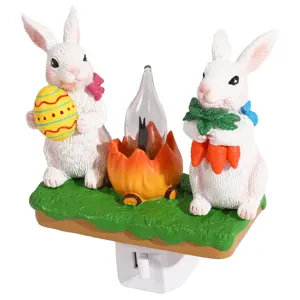 Veilleuse lapin de Pâques lampe décorative en résine pour chambre d'enfant décoration maison