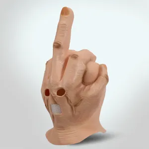 Funny middle finger latex mask for Halloween party costume, novelty human hand prank prop